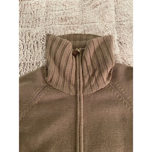 Karen Scott Womens Tan Zip-Up Cardigan Sweater Large Cotton Blend With Pockets & - Picture 11 of 16